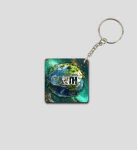 Sustainable Earth Concept in Stylish Print Printed Keychain Pack of 2