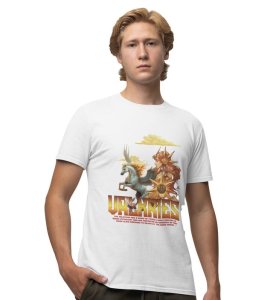 The Eternal Flight: Celestial Knight Graphic Printed White T-Shirt