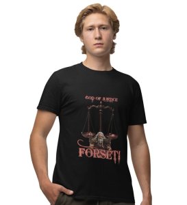 Voice of Balance: Keeper of Sacred Justice Graphic Printed Black T-Shirt for Men