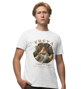Goddess of War and Love: Power in Beauty's Form Graphic Printed White T-Shirt for Men