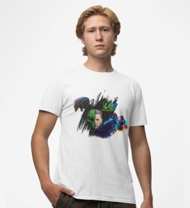 Cosmic Warzone: Alien vs Human Graphic Printed White T-Shirt