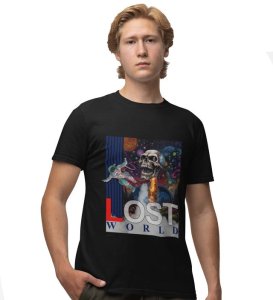 Lost World: Cosmic Skull Voyage Graphic Printed Black T-Shirt