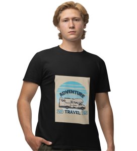 Adventure Bound : Explore the World Graphic Printed Black T-Shirt