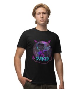 Cyber Storm : Empowering Identity Through Neon and Thunder Graphic Printed Black T-Shirt