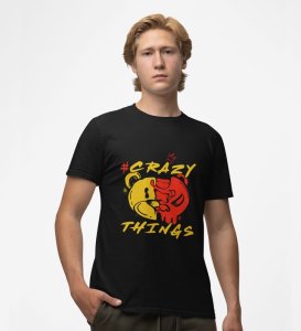 Crazy Mood Print: Graphic Printed Black T-Shirt