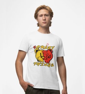 Crazy Mood Print: Graphic Printed White T-Shirt