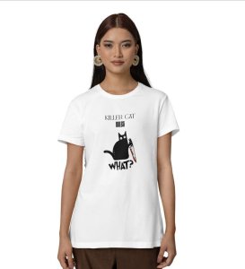 Sharp Whiskers: Sarcastic Cat Moment Graphic Printed White T-Shirt