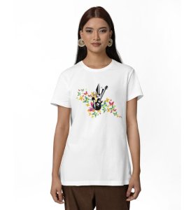 Rock in Bloom: Music and Wings Graphic Printed Black T-Shirt