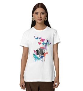 Dream in Sound: Butterfly Notes and Vibes Graphic Printed Black T-Shirt