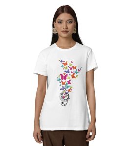 Colorful Music Burst: Notes and Freedom Graphic Printed Black T-Shirt