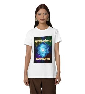 Mystic Motion: Quantum Energy Graphic Printed White T-Shirt