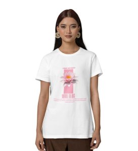 Charmed by Calmness: Graphic Printed White T-Shirt