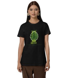 Flutter to My Aura: Graphic Printed Black T-Shirt