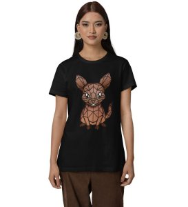Elephant Elegance in Angles: Graphic Printed Black T-Shirt